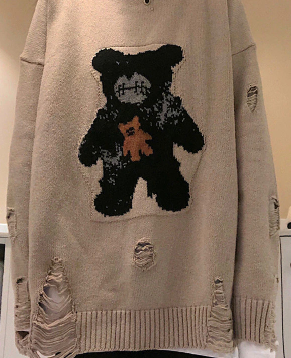 Loner Distressed Sweater - Y2K Grunge, 90S Fashion, Retro Style, Gothic Y2K, Summer Y2K