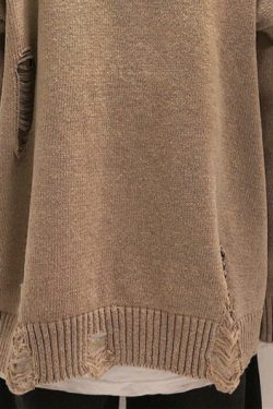 Loner Distressed Sweater - Y2K Grunge, 90S Fashion, Retro Style, Gothic Y2K, Summer Y2K