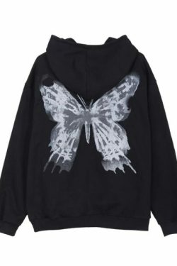 Lucia Butterfly Hoodie - Y2K Summer Grunge, 90S Retro, Pastel Goth, Y2K Club & Party Outfits