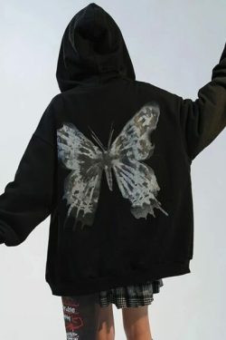 Lucia Butterfly Hoodie - Y2K Summer Grunge, 90S Retro, Pastel Goth, Y2K Club & Party Outfits