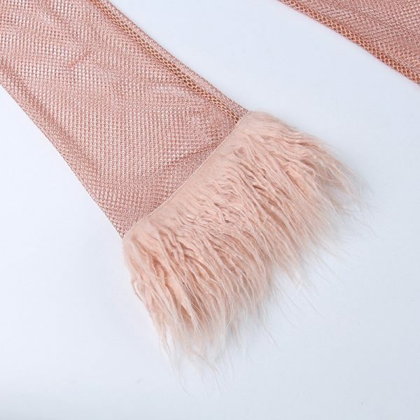 Lucille Sexy Feather Patchwork Long Sleeve Dress - Y2K Grunge, 90S Fashion, Retro Party Outfit