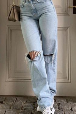 Lucy Distressed Grunge Jeans - Y2K Summer, 90S Fashion, Retro Style, Y2K Club & Party Outfits