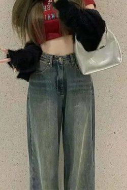 Lucyever Y2K Vintage Baggy Jeans For Women - High Waist 90S Grunge Streetwear Denim Pants