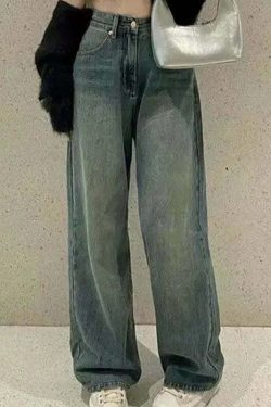 Lucyever Y2K Vintage Baggy Jeans For Women - High Waist 90S Grunge Streetwear Denim Pants