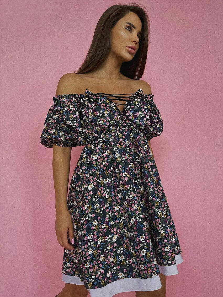 Lukinda Mini Dress - Y2K Summer Grunge Outfit, 90S Fashion, Retro Style, Pastel Goth Vibes