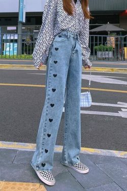 Luna Heart Jeans - Y2K Summer & 90S Grunge Outfits, Retro Y2K Fashion, Baby Tees & Y2