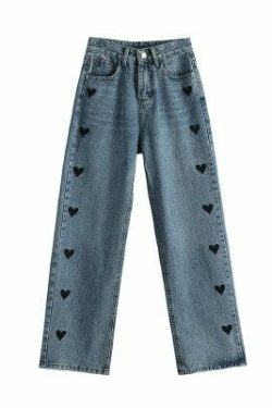 Luna Heart Jeans - Y2K Summer & 90S Grunge Outfits, Retro Y2K Fashion, Baby Tees & Y2
