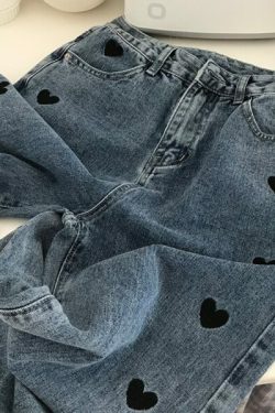 Luna Heart Jeans - Y2K Summer & 90S Grunge Outfits, Retro Y2K Fashion, Baby Tees & Y2