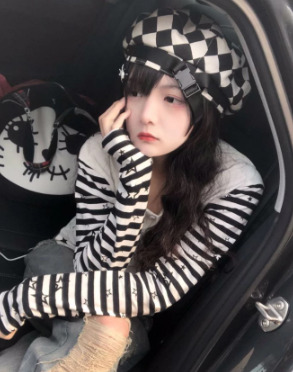 Luna White Long Sleeve With Striped Sleeves - Y2K Summer, 90S Fashion, Grunge, Retro Style