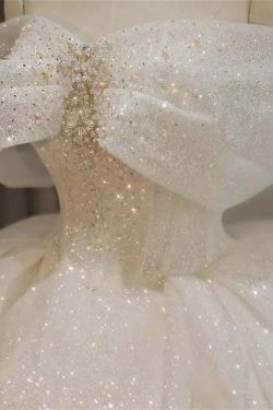 Luxury Y2K Off-Shoulder Beaded Crystal Princess Ball Gown - Retro 90S Grunge Wedding Dress