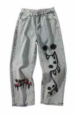 Madeline Graffiti Grunge Jeans - Y2K Summer, 90S Fashion, Retro Style, Y2K Club Outfits
