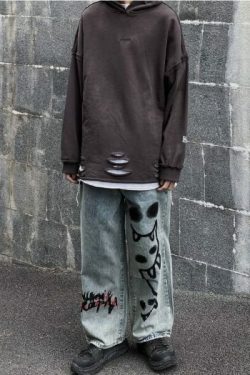 Madeline Graffiti Grunge Jeans - Y2K Summer, 90S Fashion, Retro Style, Y2K Club Outfits