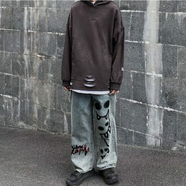 Madeline Graffiti Grunge Jeans - Y2K Summer, 90S Fashion, Retro Style, Y2K Club Outfits Madeline Graffiti Grunge Jeans - Y2K Summer, 90S Fashion, Retro Style, Y2K Club Outfits