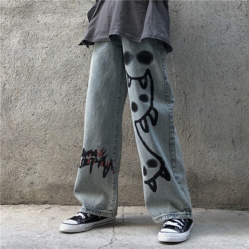 Madeline Graffiti Grunge Jeans - Y2K Summer, 90S Fashion, Retro Style, Y2K Club Outfits Madeline Graffiti Grunge Jeans - Y2K Summer, 90S Fashion, Retro Style, Y2K Club Outfits