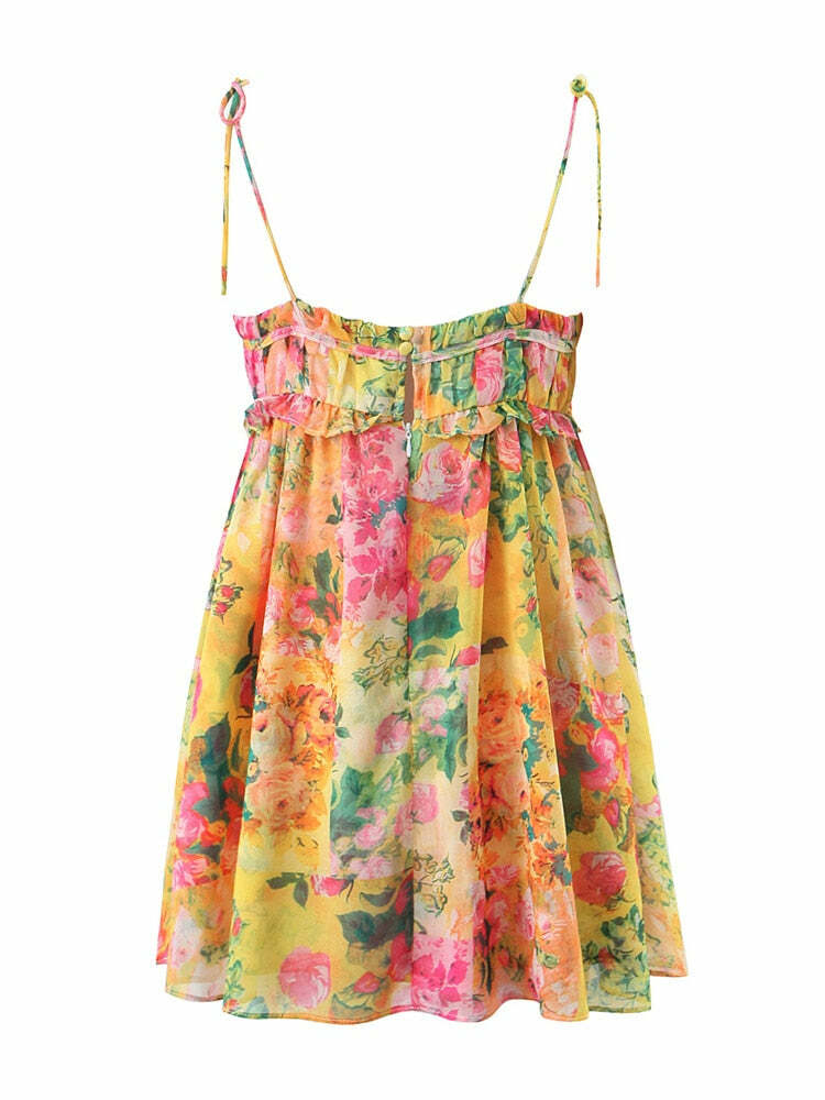 Madison Floral Mini Dress - Y2K Summer, 90S Fashion, Grunge, Retro, Pastel Goth, Y2