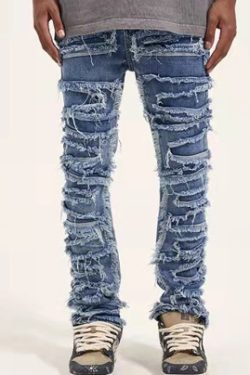 Maeve Distressed Denim Jeans - Y2K Summer Grunge, 90S Retro, Hip Hop Fashion, Y2K Club Outfits