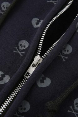 Maeve Skull And Heart Hoodie - Y2K Grunge, 90S Fashion, Retro Style, Gothic Y2K, Summer Outfits