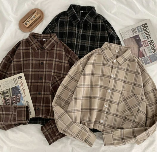 Maeve Street Style Plaid Shirt - Y2K Summer Grunge, 90S Retro, Pastel Goth, Y2K Club Outfit Maeve Street Style Plaid Shirt - Y2K Summer Grunge, 90S Retro, Pastel Goth, Y2K Club Outfit