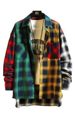 Magnolia Patchwork Plaid Shirt - Y2K Summer Grunge, 90S Retro, Pastel Goth, Y2K Club Outfit