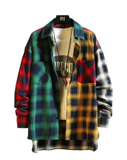 Magnolia Patchwork Plaid Shirt - Y2K Summer Grunge, 90S Retro, Pastel Goth, Y2K Club Outfit Magnolia Patchwork Plaid Shirt - Y2K Summer Grunge, 90S Retro, Pastel Goth, Y2K Club Outfit