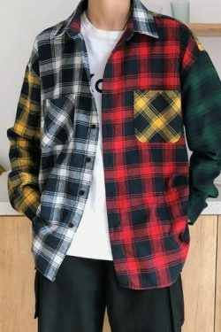 Magnolia Patchwork Plaid Shirt - Y2K Summer Grunge, 90S Retro, Pastel Goth, Y2K Club Outfit