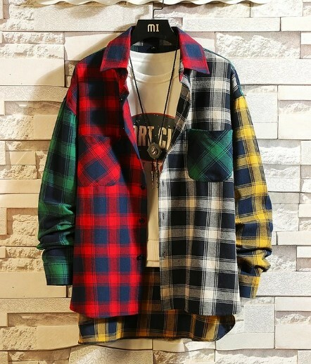 Magnolia Patchwork Plaid Shirt - Y2K Summer Grunge, 90S Retro, Pastel Goth, Y2K Club Outfit Magnolia Patchwork Plaid Shirt - Y2K Summer Grunge, 90S Retro, Pastel Goth, Y2K Club Outfit