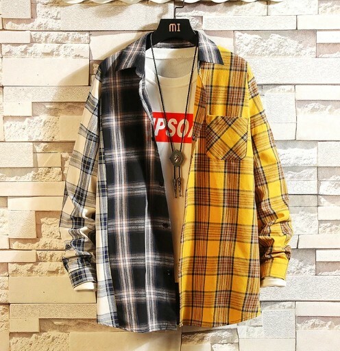 Magnolia Patchwork Plaid Shirt - Y2K Summer Grunge, 90S Retro, Pastel Goth, Y2K Club Outfit Magnolia Patchwork Plaid Shirt - Y2K Summer Grunge, 90S Retro, Pastel Goth, Y2K Club Outfit