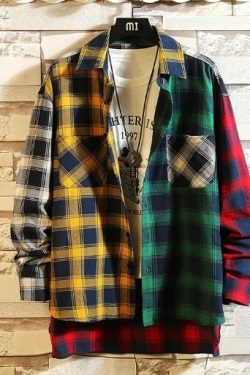 Magnolia Patchwork Plaid Shirt - Y2K Summer Grunge, 90S Retro, Pastel Goth, Y2K Club Outfit