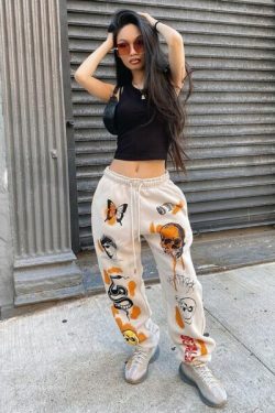 Maia Y2K Grunge Sweatpants - 90S Retro Summer Outfit, Gothic Y2K Fashion, Pastel Goth Style