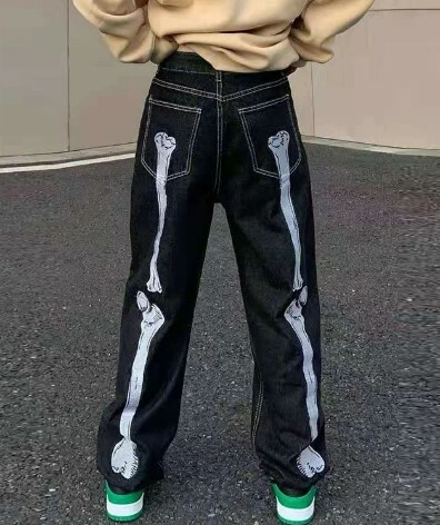 Margot Retro Skull Hand Jeans - Y2K Grunge, 90S Fashion, Gothic Y2K, Y2K Summer Outfits