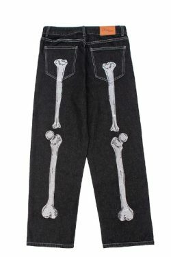 Margot Retro Skull Hand Jeans - Y2K Grunge, 90S Fashion, Gothic Y2K, Y2K Summer Outfits