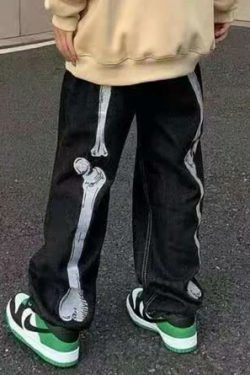 Margot Retro Skull Hand Jeans - Y2K Grunge, 90S Fashion, Gothic Y2K, Y2K Summer Outfits