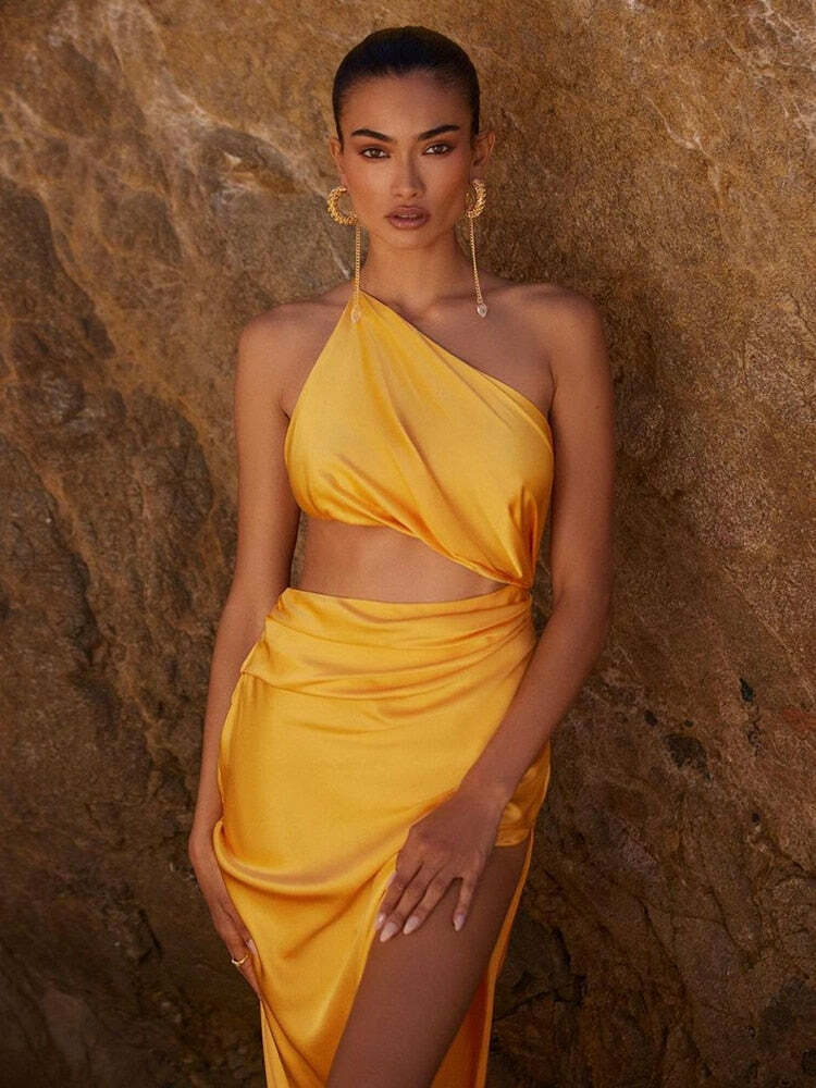 Maria One Shoulder Maxi Dress - Y2K Summer, 90S Fashion, Grunge, Retro, Party & Club Outfits Maria One Shoulder Maxi Dress - Y2K Summer, 90S Fashion, Grunge, Retro, Party & Club Outfits