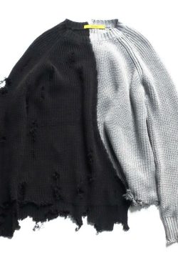 Matilda Distressed Sweater - Y2K Grunge, 90S Fashion, Retro Style, Pastel Goth, Y2K Summer Out