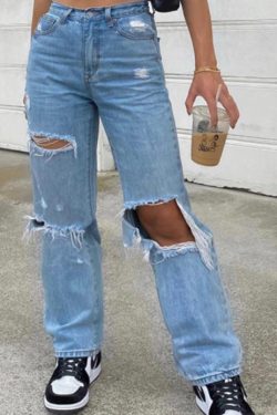 Maya Grunge Ripped Jeans - Y2K Summer, 90S Fashion, Retro Style, Y2K Club & Party Outfits