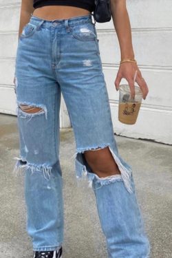 Maya Grunge Ripped Jeans - Y2K Summer, 90S Fashion, Retro Style, Y2K Club & Party Outfits