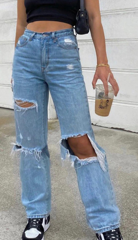 Maya Grunge Ripped Jeans - Y2K Summer, 90S Fashion, Retro Style, Y2K Club & Party Outfits
