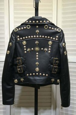 Maya Y2K Leather Jacket - 90S Grunge, Retro Style, Y2K Summer Outfits, Gothic Y2K Fashion