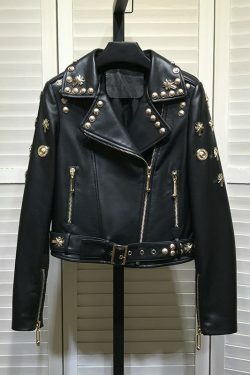 Maya Y2K Leather Jacket - 90S Grunge, Retro Style, Y2K Summer Outfits, Gothic Y2K Fashion
