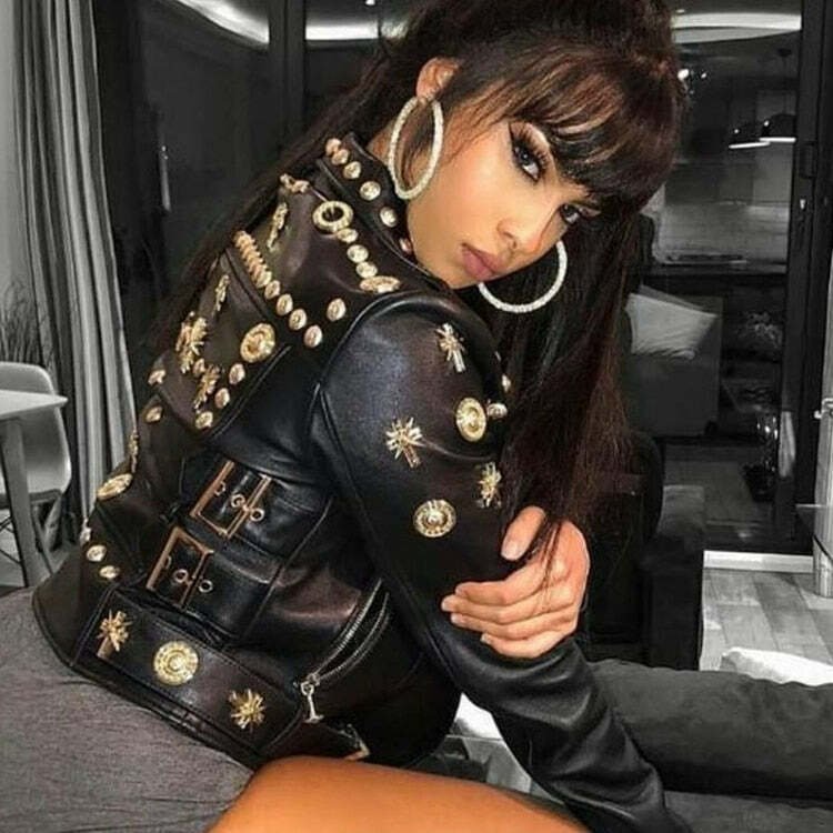 Maya Y2K Leather Jacket - 90S Grunge, Retro Style, Y2K Summer Outfits, Gothic Y2K Fashion Maya Y2K Leather Jacket - 90S Grunge, Retro Style, Y2K Summer Outfits, Gothic Y2K Fashion