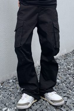 Men'S Black Cargo Pants - Y2K Grunge, 90S Hip Hop, Retro Style, Gothic Y2K, Summer Y2K