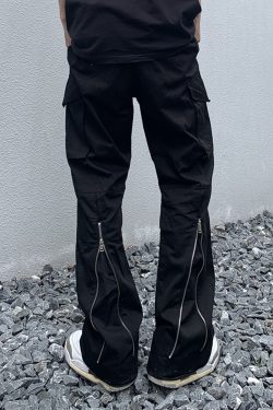 Men'S Black Cargo Pants - Y2K Grunge, 90S Hip Hop, Retro Style, Gothic Y2K, Summer Y2K