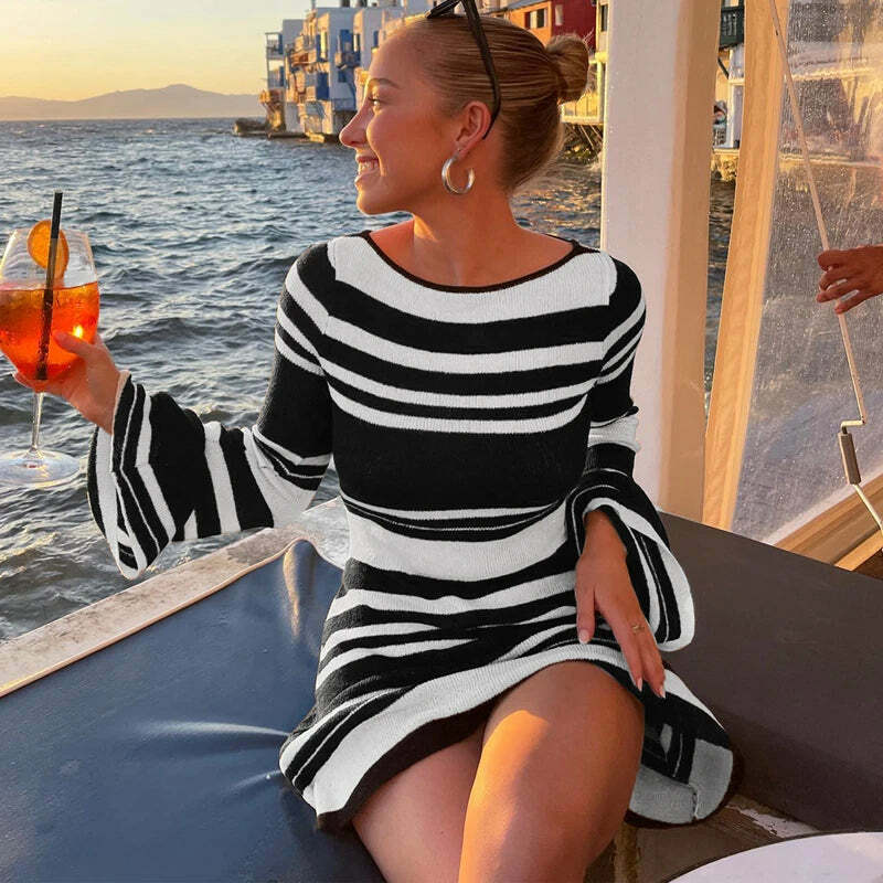 Menari Knitted Mini Dress - Y2K Summer, 90S Grunge, Retro Style, Y2K Party & Club Outfits Menari Knitted Mini Dress - Y2K Summer, 90S Grunge, Retro Style, Y2K Party & Club Outfits