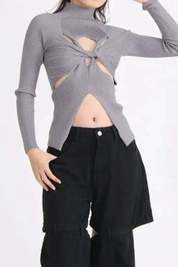 Mera Knitted Top - Y2K Summer Grunge, 90S Retro, Pastel Goth, Y2K Party & Club Outfits