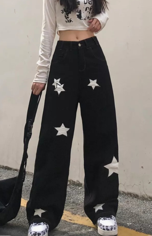 Mia Cargo Wide Leg Jeans - Y2K Summer Grunge, 90S Retro, Pastel Goth, Hip Hop Fashion Mia Cargo Wide Leg Jeans - Y2K Summer Grunge, 90S Retro, Pastel Goth, Hip Hop Fashion