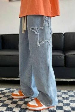 Molly Star Embroidered Jeans - Y2K Summer, 90S Grunge, Retro Hip Hop, Pastel Goth, Y2K