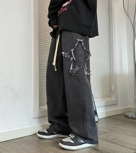 Molly Star Embroidered Jeans - Y2K Summer, 90S Grunge, Retro Hip Hop, Pastel Goth, Y2K