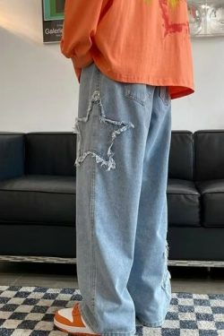 Molly Star Embroidered Jeans - Y2K Summer, 90S Grunge, Retro Hip Hop, Pastel Goth, Y2K