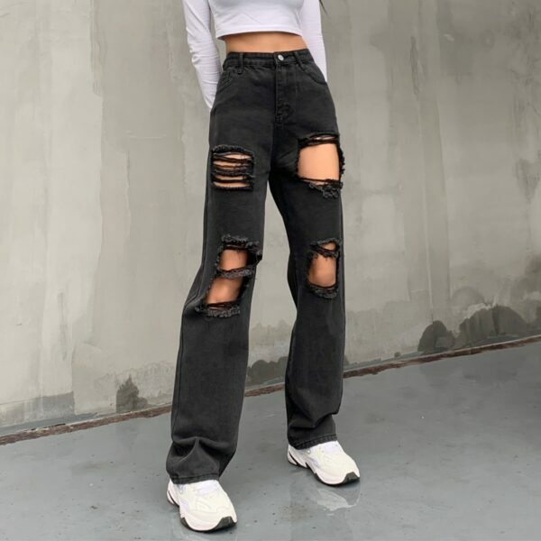 Natalie Distressed Jeans - Y2K Summer Grunge, 90S Retro, Gothic Y2K, Hip Hop Fashion, Y2K Natalie Distressed Jeans - Y2K Summer Grunge, 90S Retro, Gothic Y2K, Hip Hop Fashion, Y2K