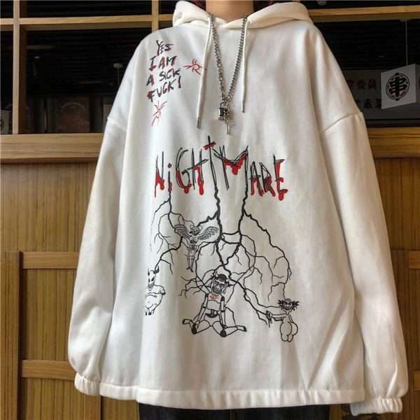 Nightmare Hoodie - Y2K Grunge & 90S Fashion, Retro Goth, Perfect For Y2K Summer & Party Outfits Nightmare Hoodie - Y2K Grunge & 90S Fashion, Retro Goth, Perfect For Y2K Summer & Party Outfits